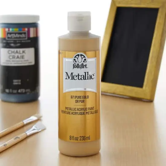 FolkArt&reg; Metallic Acrylic Paint, 8 oz. Pure Gold {3}