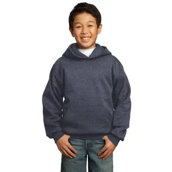 Port & Company&reg; Neutrals Youth Core Fleece Pullover Hooded Sweatshirt Heather Navy {3}