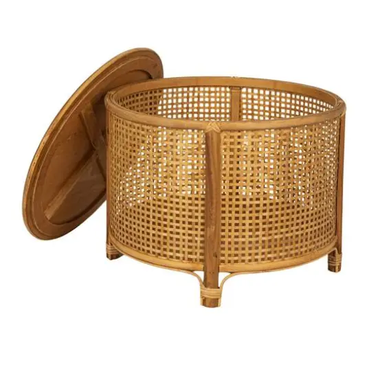 Hello Honey&reg; Round Bamboo & Rattan Accent Table Natural {8}