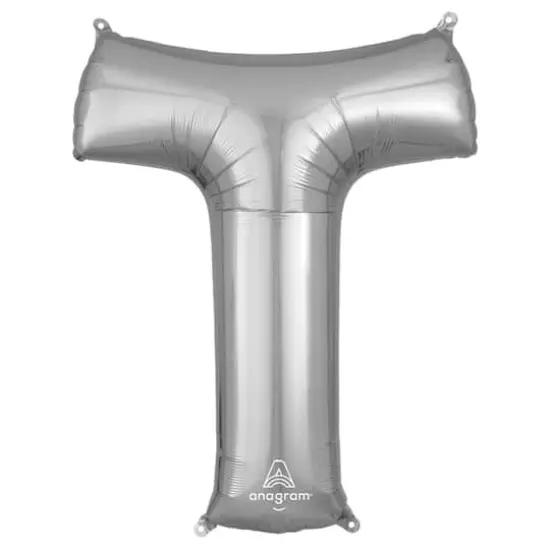 32" Silver Letter Foil Balloon T {1}