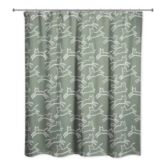 Kitty Shower Curtain Sage {1}