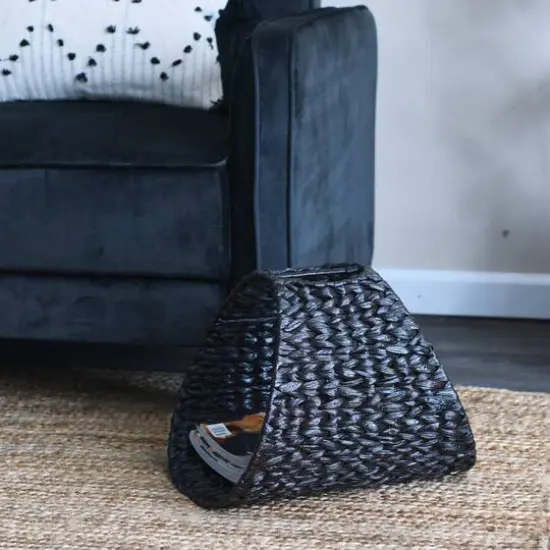 Household Essentials 15.5" Oval Hyacinth Magazine Rack Black {4}