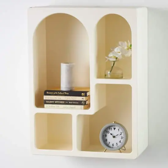 31" Cream Geometric Arched Wall Shelf {3}