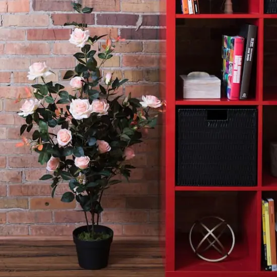 45" Artificial Pink Rose Plant in Pot {3}