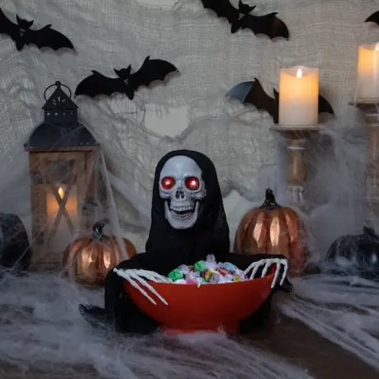 10.5" Animated Grim Reaper Halloween Candy Bowl {3}