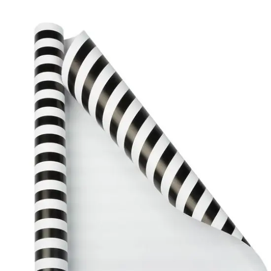 JAM Paper Striped Gift Wrap, 2ct. Gold and White {2}