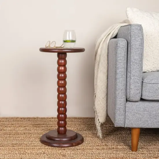 Hello Honey&reg; 25" Stacked Pedestal Cocktail Side Table Dark Chestnut {3}