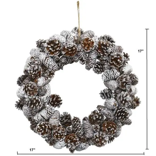17" Snowy Pinecone Wreath {4}