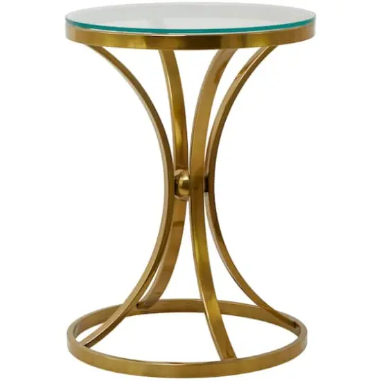 Gold Stainless Steel Contemporary Accent Table, 18" x 18" x 25" {3}