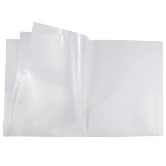 JAM Paper Heavy Duty Plastic 6-Pocket Folder, 2ct. Clear {5}