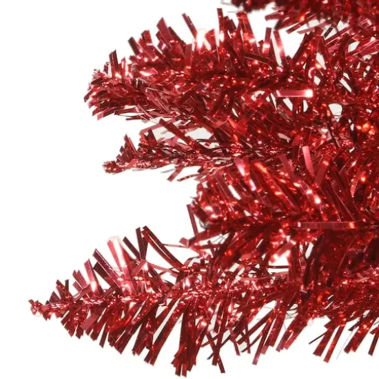 4ft. Pre-Lit Red Tinsel Artificial Christmas Tree, Clear Lights {5}