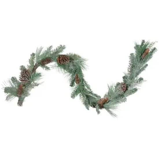 Artificial Mixed Pine with Pine Cones & Gold Glitter Garland, Unlit {4}