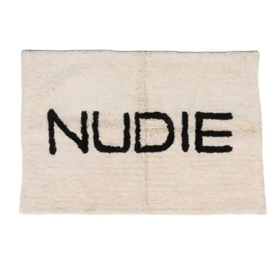 Hello Honey® 40" x 27" White & Black Cotton Tufted Nudie Bath Mat {8}