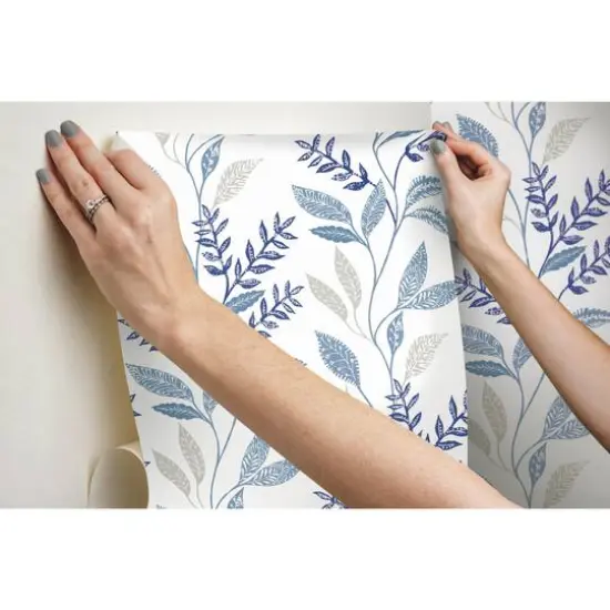 RoomMates Cottage Vine Peel & Stick Wallpaper White and Blue {11}