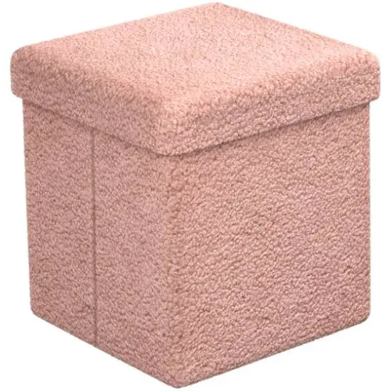 Sorbus Teddy Storage Ottoman Cube Pink {1}