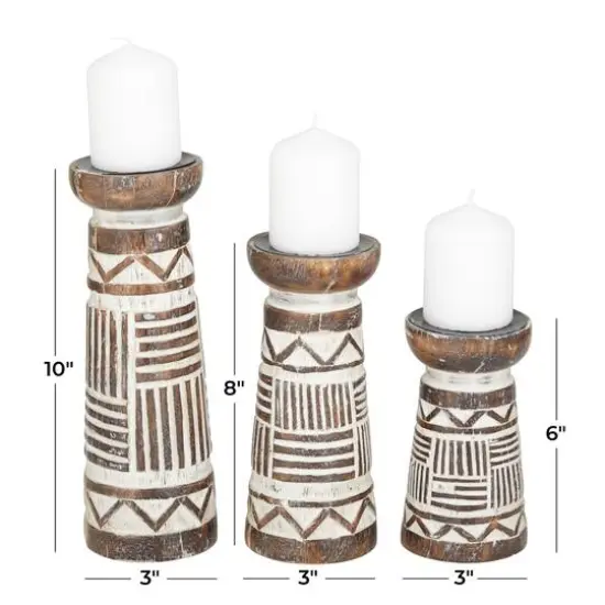 Brown Eclectic Candle Holder Set {7}