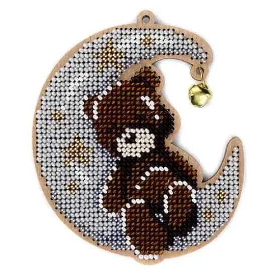 Wonderland Crafts Bear & Moon Bead Embroidery on Wood Kit {1}
