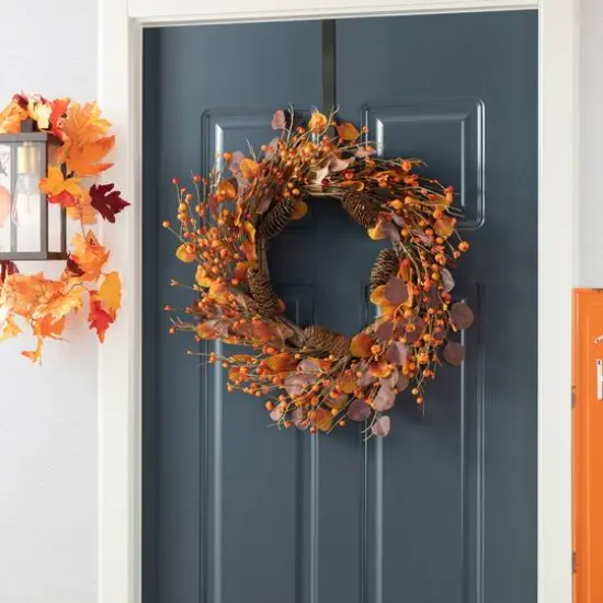 Glitzhome&reg; 22" Fall Eucalyptus Berry Wreath {10}