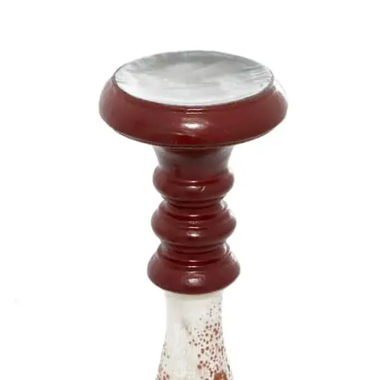 20" Red & White Wood Farmhouse Candlestick Holder Set {7}