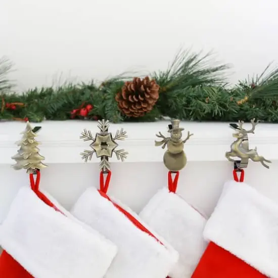 Original MantleClip&reg; Antique Brass Assorted Holiday Icons Stocking Holders, 4ct. {3}
