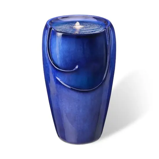 Glitzhome&reg; 20.5" Cobalt Blue LED Ceramic Outdoor Fountain {1}