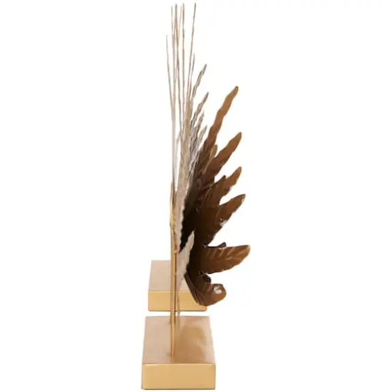 18" Gold Bird Wing Tabletop Sculpture Set {5}