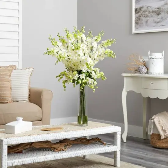 3ft. Delphinium Arrangement in Glass Vase {4}