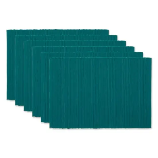 DII&reg; Ribbed Cotton Placemats, 6ct. Teal {1}