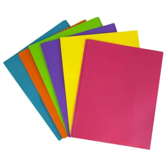 JAM Paper 9.5" x 11.5" Assorted Fashion Colors Plastic 2 Pocket School POP Folders with Clasps, 6ct. {3}