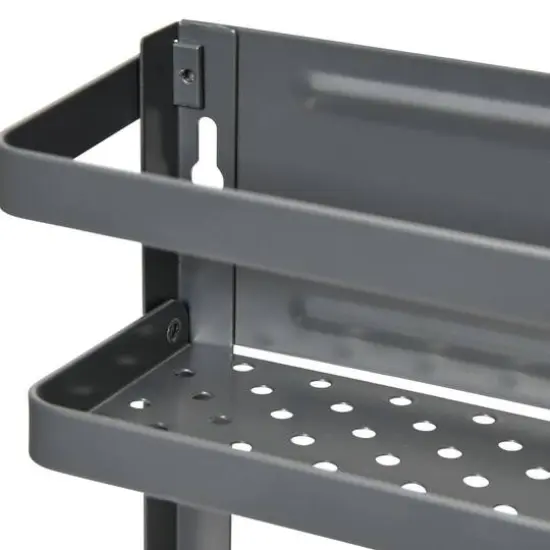 Household Essentials Metal Magnetic Organizer with Towel Rack Gray {7}