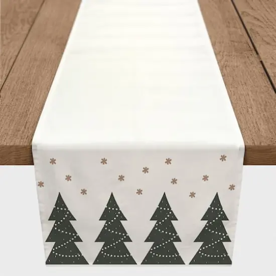 90" Christmas Tree Snow Twill Table Runner {3}
