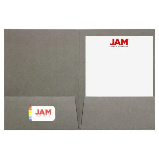 JAM Paper 9.5" x 11.5" 2-Pocket Linen Folders, 6ct. Gray {6}