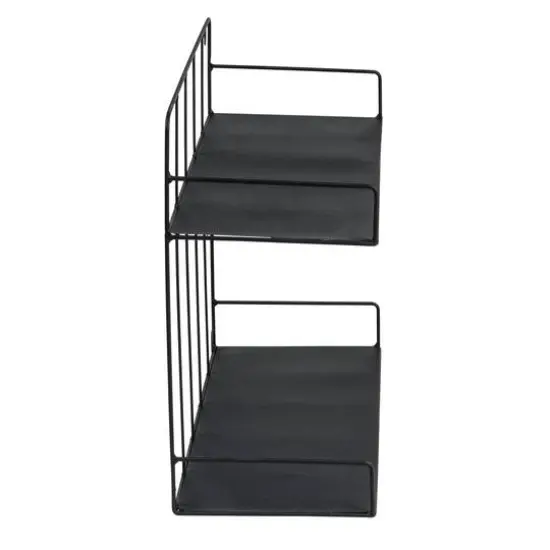 Honey Can Do 2-Tier Large Black Laundry Wall Shelf {9}