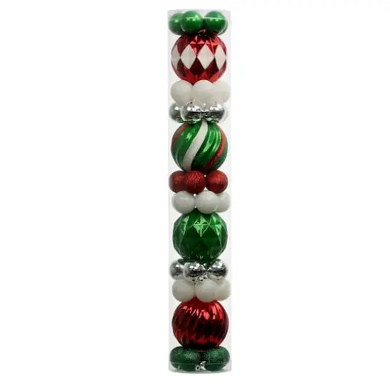 44 Pack 48mm & 120mm Red, White, Green & Silver Shatterproof Ball Ornaments by Ashland&reg; {1}
