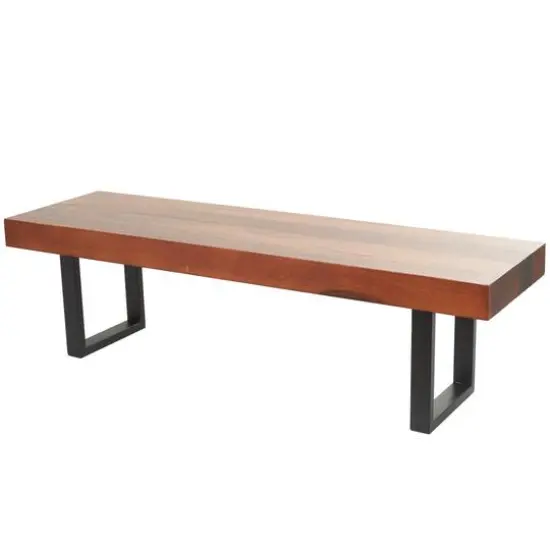5ft. Wood Bench with Black Metal Legs Brown {6}