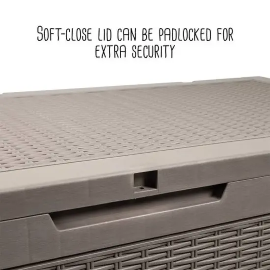 Honey Can Do 100gal Brown Wicker Resin Deck Box {16}