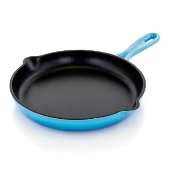 MegaChef Round 10.25" Blue Enameled Cast Iron Skillet {5}