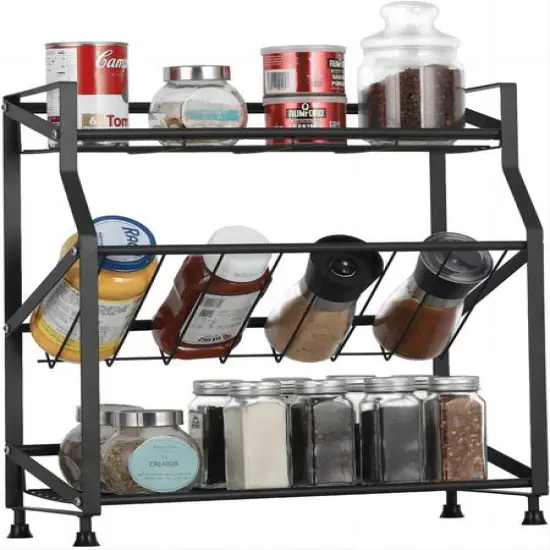 NEX&trade; 3-Tier Freestanding Metal Spice Rack Organizer Brown {2}