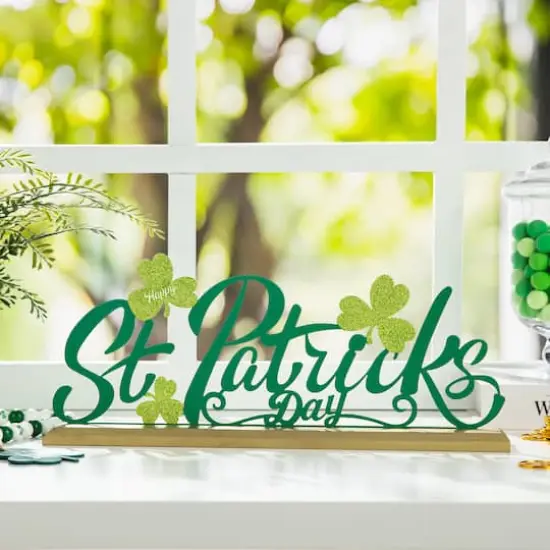 Glitzhome&reg; 16" St. Patrick's Metal Table D&eacute;cor {3}