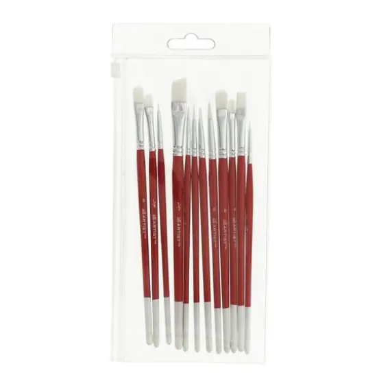 Hello, Artist! Short Handle White Taklon 12 Piece Brush Set {18}