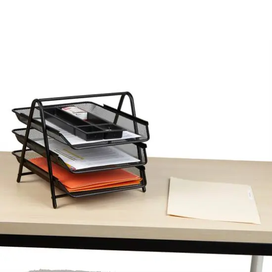 Mind Reader Desk Organizer with 4 Sliding Trays Black {9}