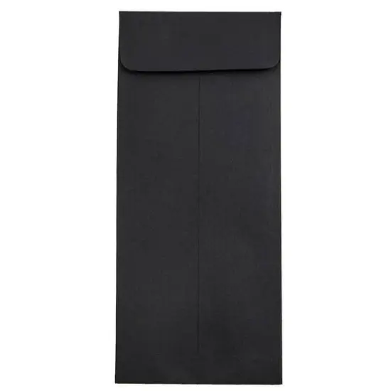 JAM Paper 4" x 9.5" Black Linen Policy Business Premium Envelopes {1}