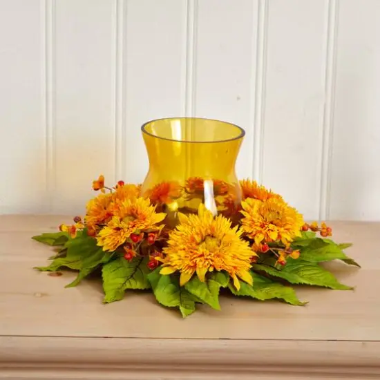 7.5" Golden Sunflower Candelabrum Arrangement {5}