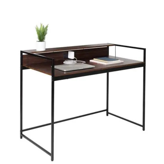 Honey Can Do Walnut & Black Computer Desk {4}