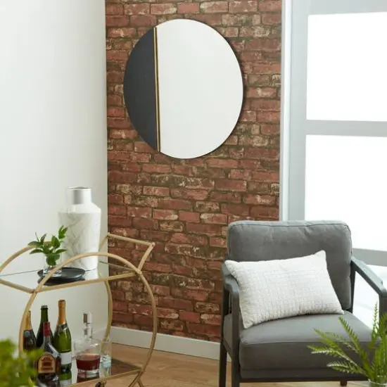 28" Black Contemporary Marble Wall Mirror {7}