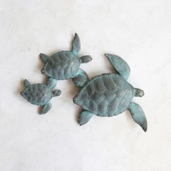 Hello Honey&reg; Teal with Verdigris Finish Turtle Family Wall D&eacute;cor {5}