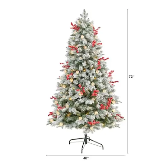 6ft. Pre-Lit Snow Tipped Norwegian Fir Artificial Christmas Tree, White LED Lights {8}