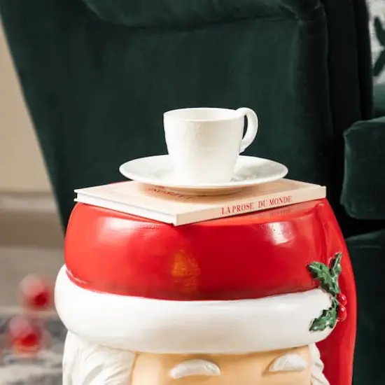 Glitzhome&reg; 16"H Christmas MGO Santa Stool or Accent Table {4}