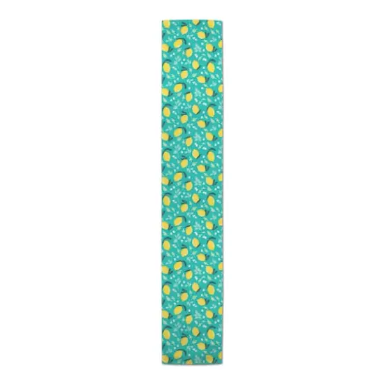 Lemons On Teal Indoor/Outdoor Table Runner {1}