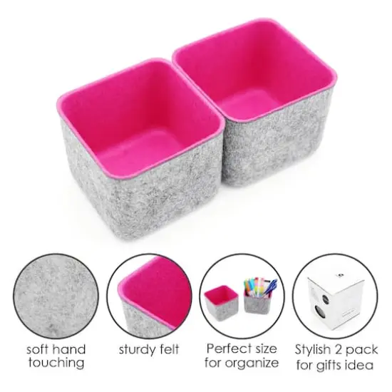 Welaxy Felt 2 Piece Storage Cubes Hot Pink {5}